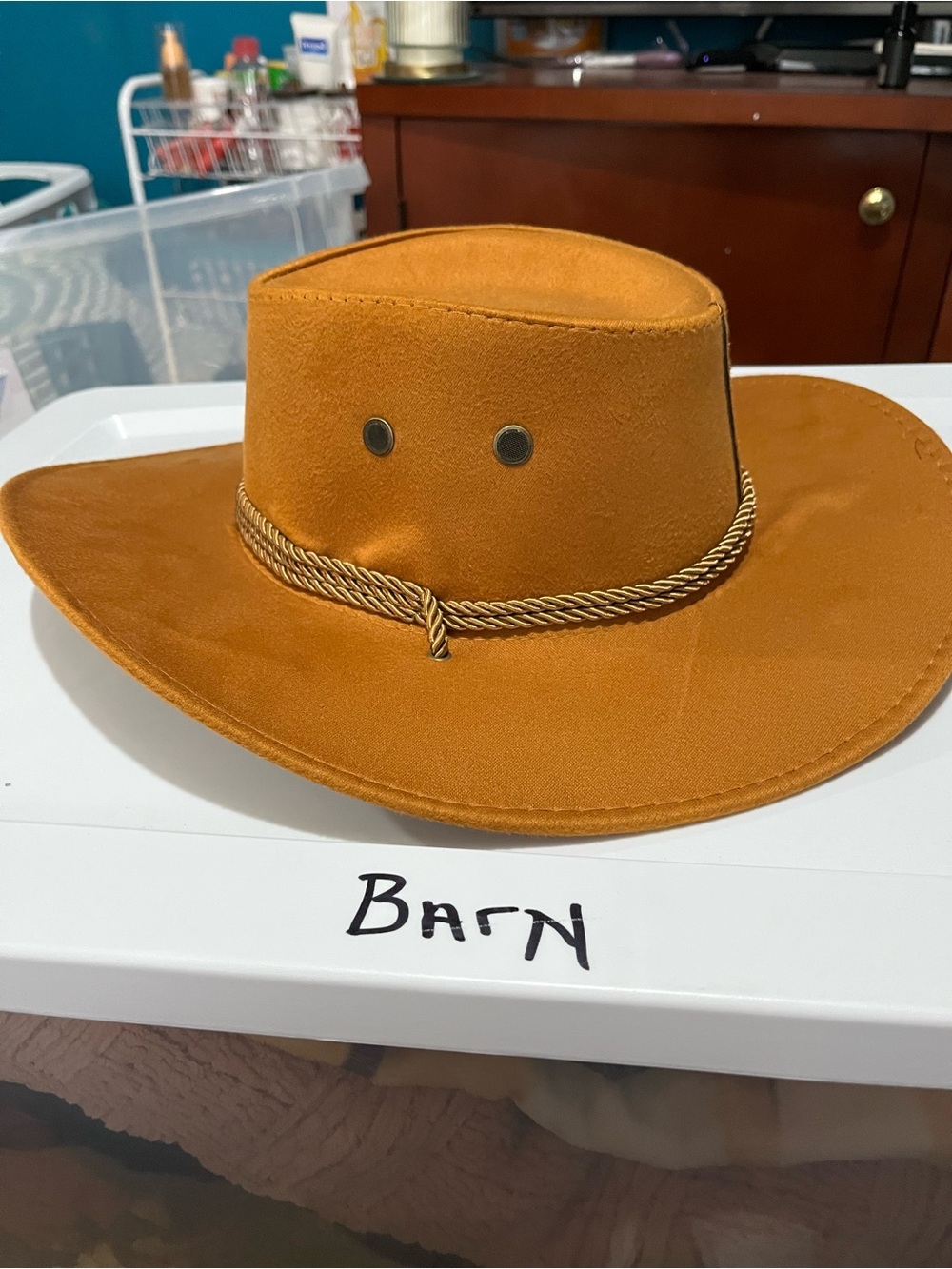 Men's Barn Brown Outback Hat with Twisted Rope Band